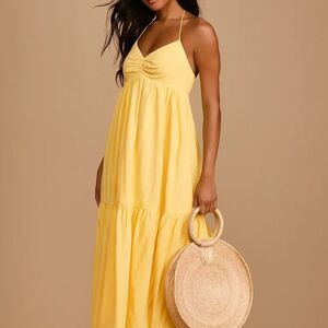 Lulus yellow midi halter dress
